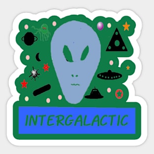 Colorful Intergalactic illustration on Green Background Sticker